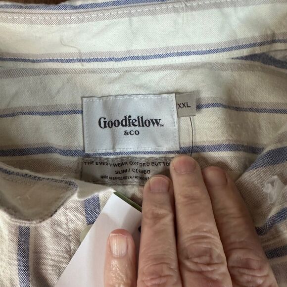 Goodfellow & Co Every Wear Oxford Shirt XXL Slim Fit Striped Button-Up NWT - Picture 5 of 7
